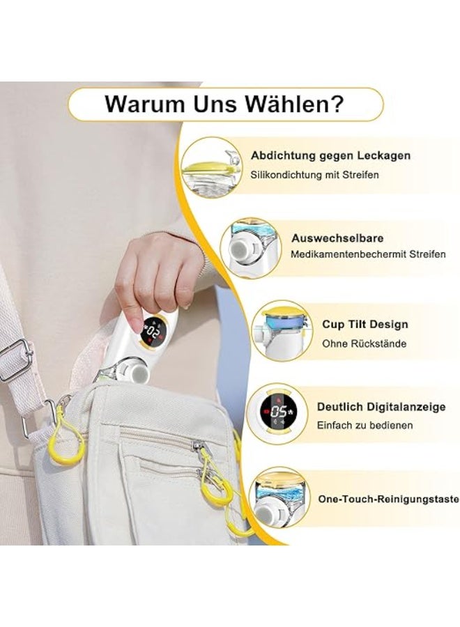 جهاز استنشاق رقمي محمول – نيبيولايزر بضباب قابل للتعديل مع مؤقت وشحن USB وكمامة وفوهة للفم للكبار والصغار - Image 2